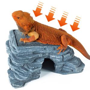 REPTI ZOO Bearded Dragon Basking Platform, 10x6x4.3 inch Reptile Basking Heat Rock, Reptile Climing Hide and Cave for Leopard Gecko Crested Gecko Lizard Snake