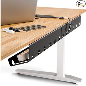 PAMO Cable Management Under Desk for Easy mounting UnderTable I Set of 2  with 10X Cable Ties I Desk Organizer for Office/Home Office Table Thoughtful Cable Tray Holder