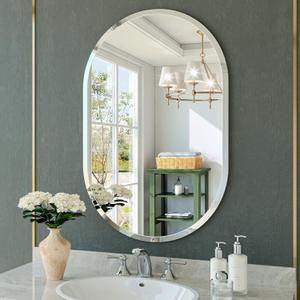 Frameless Oval Mirror, 20"x30" Beveled Oval Vanity Mirrors for Bathroom, Wall Mounted Mirror for Bedroom, Entryway, Living Room, Hangs Horizontally or Vertically