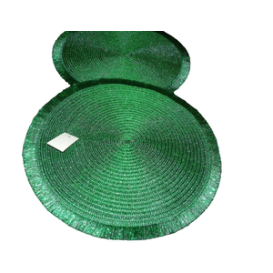 Tabletop Collection, Variegated Round Placemat, Round, 15" Diameter, Sparkle Green, 12 Pieces