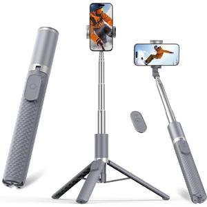 Vimose Phone Tripod & Selfie Stick with Remote, Portable, Lightweight for Video Recording Vlog, Extendable Travel Tripod Stand Compatible with iPhone Android, Grey, 62"