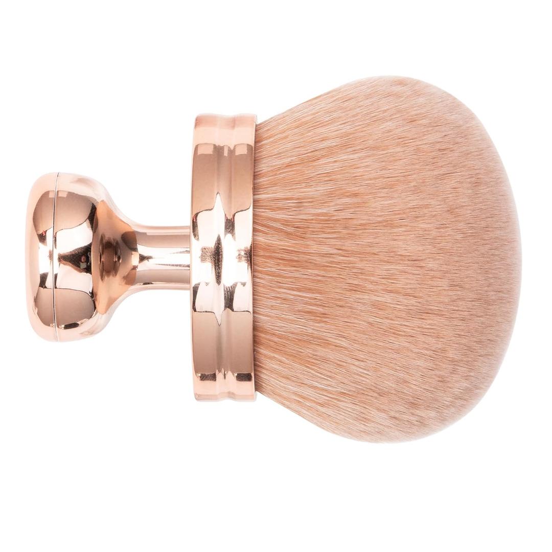 Blend & Blur Extra Large Body Makeup Brush for Self Tanner,Leg Makeup & Bronzer Self Tan Applicator, 3.2inch Wide Round Head Kabuki Brush For Application with Drawstring Bag (Rose Gold-Gold)