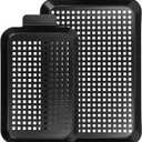 Outdoor Grill Pans Tray Barbecue Plate 2 Grilling Baskets Outdoor Grill Pans with Hole BBQ Grill Tray Grilling Basket Set for Camping Vegetable Meat (dark black)