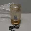 LightRound Table Lamp for Bedroom, Cordless Small Bedside Lamp, Touch Dimmable Rechargeable Lamp Battery Operated with Amber Glass Shades for Night Stands, Living Room, Desk, Bulb Included (Amber Glass-Brushed Gold Base)