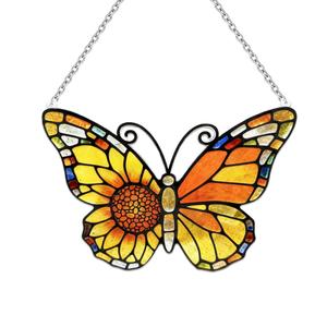 Butterfly Suncatcher Stained Glass, Butterfly Window Hanging Suncatcher Ornament, Insect Suncatcher for Grandma/Mom/Women (Colorful)