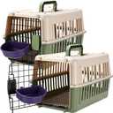 2 Set Hard Plastic Pet Carrier Breathable Dog Cat, Green White
Breathable Ventilation, Includes Metal Door Bowl Mat, Up to 14 lbs, Vet Visits Travel Camping Outdoor Activities