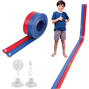 Flexible Race Car Track 15 Ft Starter Set with Suction Cups Compatible with Diecast 1/64th Car for Ages 3 & Up Classic Blue and Red Double Track Long Rolls Up Portable Racetrack