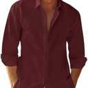 JEKAOYI Button Down Linen Shirts for Men Casual Long Sleeve Regular Fit Cotton Beach Shirts with Pocket L