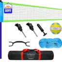 Volleyball Net Outdoor - Portable Volleyball Set for Backyard with Professional Volleyball Net, Wrap Yarn Volleyball and Pump, Boundary Line, Carry Bag, 32' x 3'
