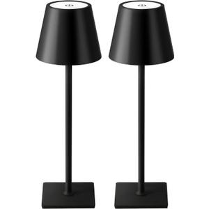 KDG 2 Pack Cordless Table Lamp, Portable LED Desk Lamp, 5000mAh Battery Operated, 3 Color Stepless Dimming Up, for Restaurant/Bedroom/Bars/Outdoor Party/Camping/Coffee Shop Night Light, (Black-2)