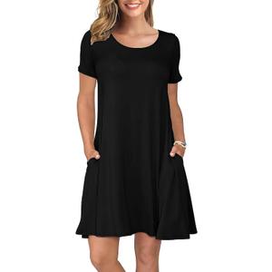KORSIS Summer Dresses for Women Casual T Shirt Dresses Swing Flowy Beach Vacation Sundress with Pockets, Large