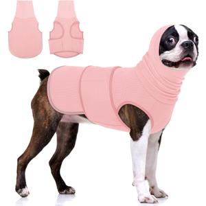 KOESON Dog Calming Vest with Soft Ear Wrap, Breathable Dog Thunder Jacket with Adjustable Hook & Loop, Reflective Puppy Anxiety Relief Jacket for Fireworks, Thunder, Travel, Separation, Pink XS