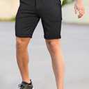 GINGTTO Mens Shorts 9" Inseam Slim Fit Stretch Casual Chino Short Pants (Green)