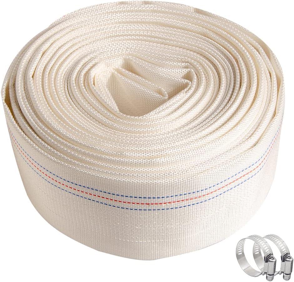 QuQuyi 6" x 30 FT Heavy Duty Reinforced PVC Swimming Pool Backwash Hose, General Purpose Lay-Flat Water Discharge pipe for Water Transfer Applications, White
