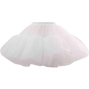WOWBRIDAL Women's Petticoat 50s 4 Levels Hoopless Short Length Tulle Crinoline Underskirts Dress Bubble Skirt Above Knee