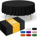 Black Plastic Table Cloth - 16 Pack 84" Round Disposable Tablecloths for Round Tables, Waterproof Table Cover for Holiday Parties & Gatherings