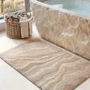 DEXI Bathroom Rug Mat 24x36, Soft and Absorbent Marble Bath Mat, Non Slip Machine Washable Bath Rugs for Shower Floor, Tub, Sink, Beige