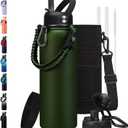 BENZZO 40 oz Canteen Water Bottle with Strap Tactical Insulated Jug Hot Cold Stainless Steel Military Metal Hydro Ideal for Men Hunting Survival Hiking Camping Wide Mouth 100% Leak Proof (Army Green)
