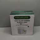 FOCUSLINE 100 Pack 12 oz Silver Rimmed Plastic Cups, Clear Plastic Cup 12 Ounce Tumblers, Heavy-duty & Fancy Disposable Cups with Silver Rim for Wedding Cups Elegant Party