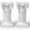 Garwor 4Pcs Mini Roman Columns Decoration Greek Columns Candle Holder Resin Roman Pillar Statue Resin Candlestick Stand Wedding Table Decoration