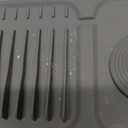 ZJWZLG Faucet Mat for Kitchen Sink, 17.7"X5.5" Silicone Sink Splash Guard with Soap Holder, SnapOn Design & 7°slope Fast Drain, Folding Sink Faucet Mat for Universal Kitchen Bathroom Sink（Grey）