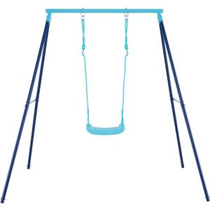 Kids Adventure Swing Set with A-Frame Stand, Adjustable Sturdy Metal Swing for Backyards & Gardens, Ideal Gift for Ages 3-10 (Blue)