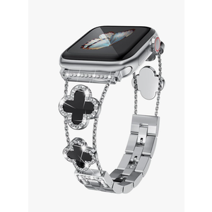 Diamond Metal Bands Add Sparkle to Your Watch For Apple Watch Series 10/9/8/7/6/5/4/3/2/1SE/Ultra Clover Simple and Stylish Compatible with 38mm40mm41mm42mm44mm45mm 46mm49mm Women's Wear