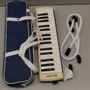 CAHAYA Melodica Instrument 32 Keys: Double Tubes Mouthpiece Air Piano Keyboard Musical Instrument Gift with Carrying Bag Beige Blue