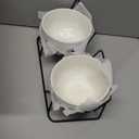 Elevated Tilted Cat Bowls for Indoor CatsRaised Ceramic Cat Bowl Elevated 15,Pet Feeding Bowls for Food and Water Anti Vomiting Bowl(Double Ceramics and Tilt Shelf) Suitable