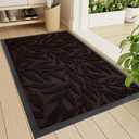 Smiry Front Door Mat Indoor Outdoor Entrance, Heavy Duty Natural Rubber, Trap Dirt and Moisture, Non-Slip Doormats, Low Profile, Easy Clean Patio Porch Entryway Mat, 29.5x17, Dark Brown