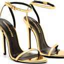Womens Strappy Lace Up Heels Sexy Stiletto High Heeled Open Toe Strap Summer Dress Shoes (9, Gold)