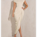 Floerns Women's Elegant Long Dress Asymmetrical Off Shoulder Ruched Slit Bodycon Cocktail Dresses M