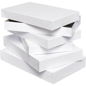 American Greetings White Gift Boxes with Lids for Presents, Assorted Sizes (3 Medium Shirt Boxes, 2 Large Robe Boxes) for Christmas, Birthdays, Baby Showers, Weddings, Graduation, or Any Occasion (6 Count (Pack of 1))