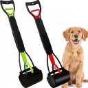 2-Piece of Pooper Scooper for Large Small Dogs Heavy Duty, Long Handle Poop Scoop for Yard, Grass, Gravel, Dog Poop Grabber with High Strength Material and Durable Spring (Red,Green)