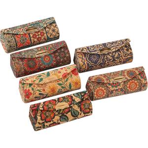 Mandala Bohemian Style 6 Pcs Lipstick Case With Mirror Chapstick Holder Storage Vintage Makeup Box Small Gifts Case