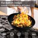 Todlabe Carbon Steel Wok, 13-Inch, Pre-Seasoned, Non-Stick, with Lid and Spatula, Flat Bottom, Ideal for Stovetop Cooking