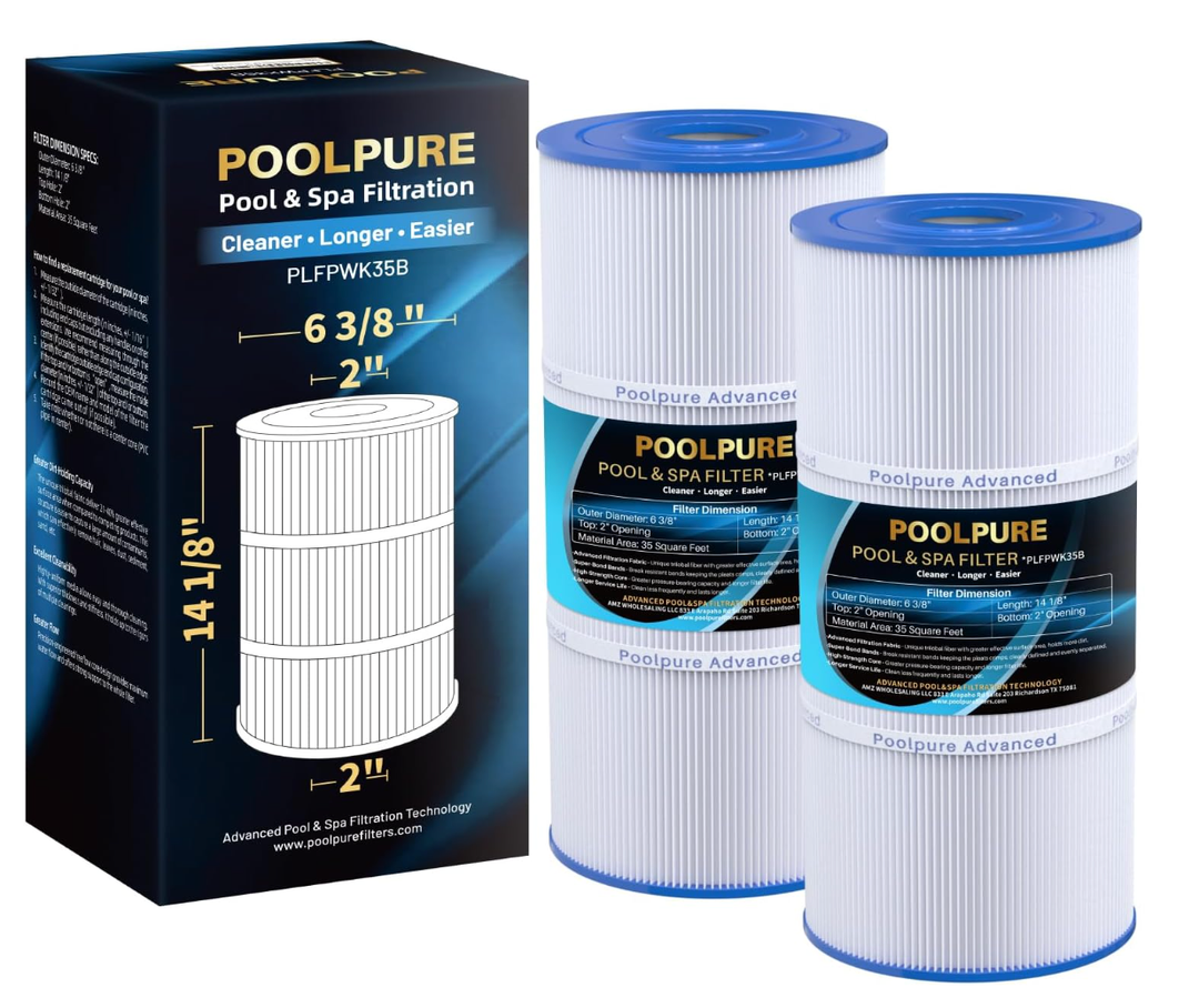 POOLPURE PWK35B SPA Filter Replaces Hot Springs Limelight Series Spa Filters, Watkins 1642301-1, 78161, 78286, Pleatco PWK35B, Filbur FC-3921, SD-01386, 35 sq. ft. 2PACK (White-Standard)