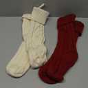 Mr. Pen- Personalized Christmas Stockings with Wooden Name Tags, Set of 4, 18" Red & Cream Cable Knit Stockings for Christmas