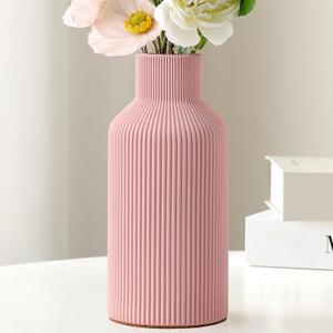 Mfacoy Ceramic Flower Vase, Minimalist Decor, Modern Home Decorative Vase, 8 in Small Pampas Grass Vases For Kitchen, Bedroom, Office, Living Room, Bathroom, Shelf Centerpiece Table Decorations (Pink)