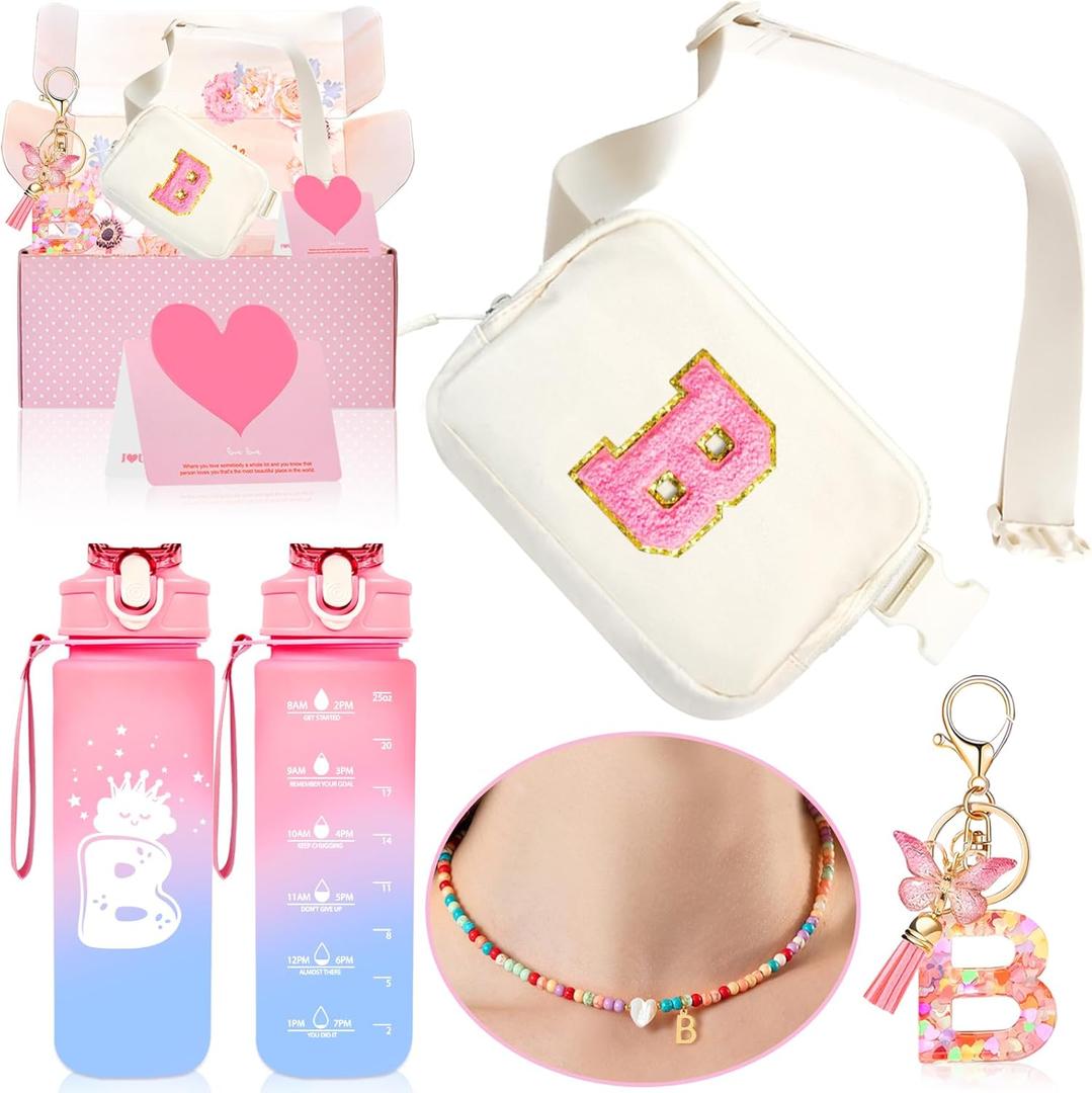 Personalized Fanny Pack for Girls, Gift Sets for Teen Girls, Birthday Gifts for 4 5 6 7 8 9 10 11 12 13 Year Old Girl, Initial Crossbody Bag Belt Bag for Girl Kids (B)