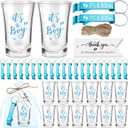 50 Sets Baby Shower Favor for Guests Acrylic Shot Glasses with Bottle Opener Keychains Thank You Tags and Bags Gender Reveal Party Favors for Guest Baby Shower Return Gift(Boy)