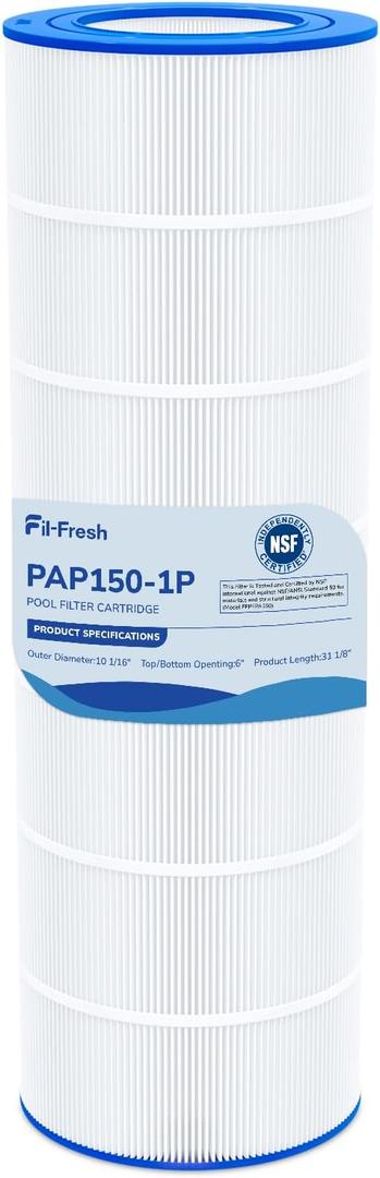 Fil-fresh CC150 Pool Filter Cartridges Compatible with Pentair Clean & Clear 150, Replacement for Pleatco PAP150, Pentair R173216, Unicel C-9415, 150 sq.ft