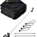 FoundGo Dump Trailer Tarp Roller Kit, 6x14 ft Heavy Duty Truck Tarp with Adjustable Length Roller, 113" Max Length Aluminum Roller and 18OZ Mesh Tarp with Elastic Cords for Dump Truck&Trailer
