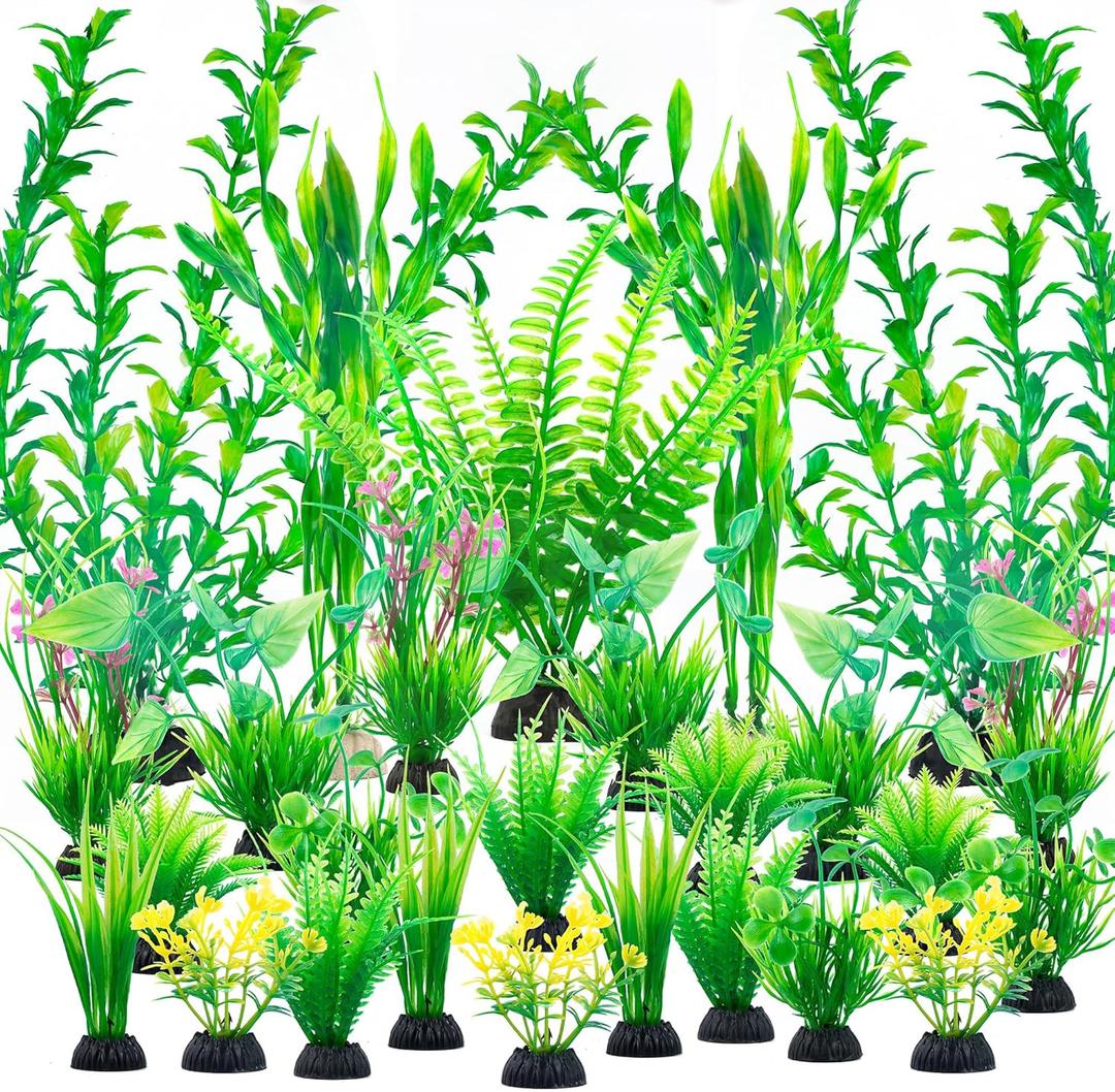 Ameliade Aquarium Artificial Green Plastic Plants Decorations 26 PCS Large Fish Tank Accessories Goldfish Betta Tank Decor Ameliade Aquarium Artificial Green Plastic Plants Decorations 26 PCS Large Fish Tank Accessories Goldfish Betta Tank Decor