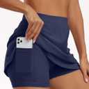 AUTOMET Women's Mini Tennis Skirt with Shorts Underneath 2026 Athletic Workout Cute Golf Skorts Trendy Summer Gym Clothes (Blue, S)