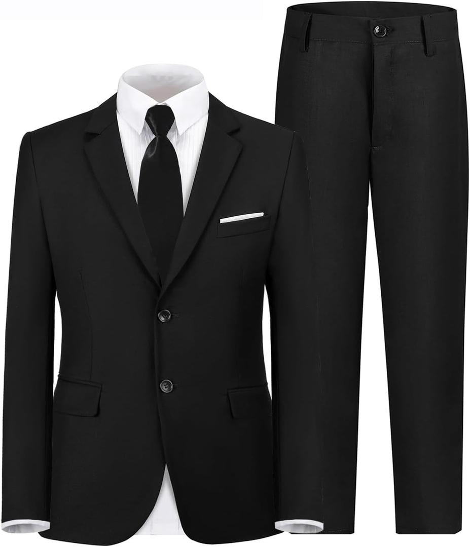 Yavakoor Boys 4 Piece Suit Formal Outfit Kids Wedding Dress for Big Boy Black Suits Size 20