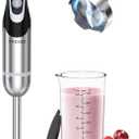 FRESKO Immersion Handheld Blender 500W with 700ml Beaker, 12-Speed & Turbo Mode Hand Blender Stick, 304 Stainless Steel Blades for Soup, Smoothie, Puree, Baby Food (Blender+Measuring Cup)