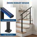 Garvee Outdoor Handrail for Steps, 4 Step Stair Handrail & Indoor Stair Railing Kit, Black Aluminum Railing with Iron Poles for Outdoor Indoor Steps & Porch, Includes Gloves (1 Pack)