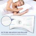 Ear Piercing Pillow for Side Sleepers - Relieves Ear Pain & Pressure, Supports Piercing & Surgery Recovery, Adjustable Cotton Fill with Ergonomic Ear Hollow, Washable Cover