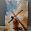 Jesus Cross Canvas Wall Art Print, Christian Poster Wall Decor Painting, Jesus Picture for Wall Church Living Room Bathroom Bedroom 16 x 24 in Framed